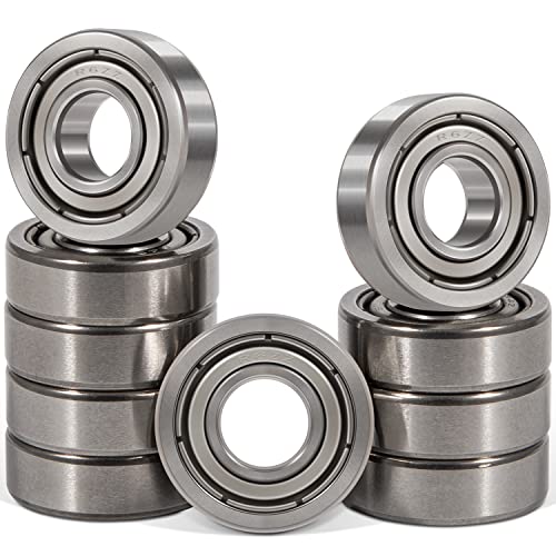10 Pcs R6Zz (3/8 X7/8 X 9/32 Inch) Premium Double Metal Shielded Radial Ball Bearing - Deep Groove Bearing - High Speed - Compatible For Electric Motor Applications #TOP6