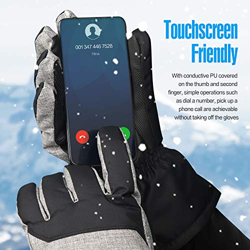 AMH Skiing & Snowboard Gloves for Winter Outdoor Activities, Warm 3M Thinsulate Gloves, Waterproof & Windproof with Touch Screen Design for Cold Weather, Fit Men & Women [Size XL] - Thumbnail 5