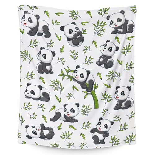 Mercuryelf Panda Throw Blanket - Soft, Fuzzy & Warm - 30x40 Inches Small Blankets for Lap, Crib - White Aesthetic Throws Gift for Baby
