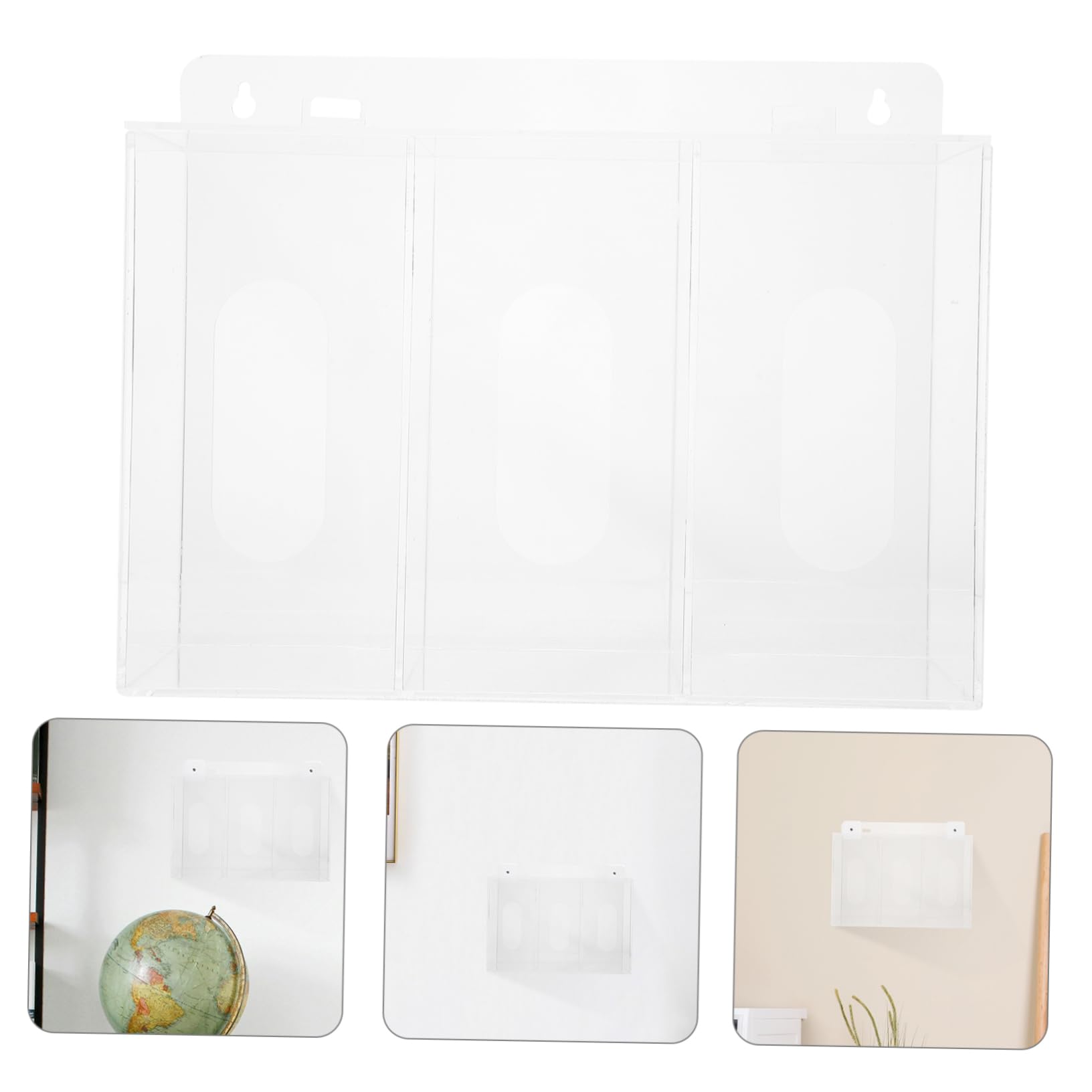 3griglia Dispenser Guanti da Parete in Acrilico Organizer Mascherine Coperchio Portaoggetti per Guanti Compatto per Cucina e Laboratorio