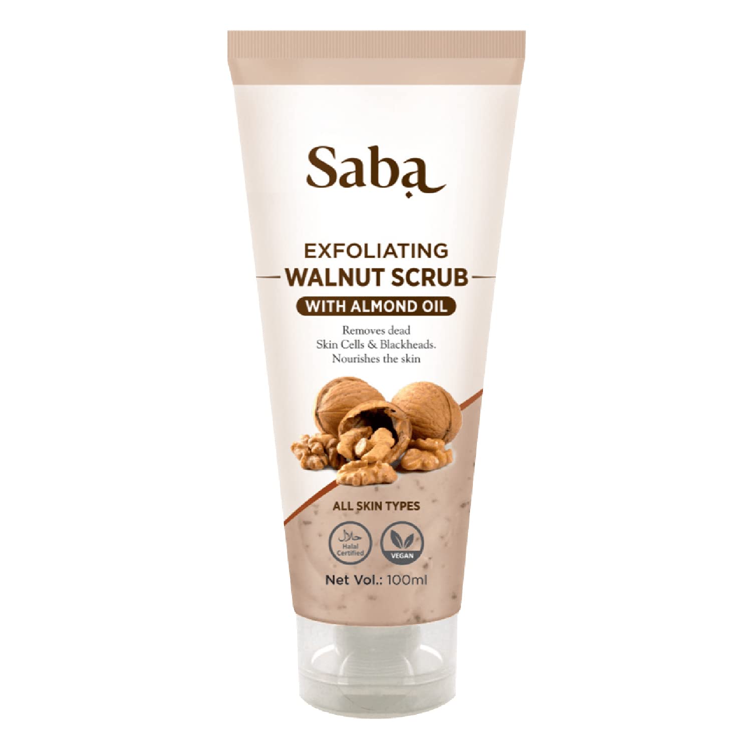 Saba Exfoliating Walnut Body & face Scrub,Help Revive Dry Skin, Polishes & Nourishes Skin, Body, Face,Foot Scrub - Fights Acne Scars, Stretch Marks, Fine Lines & Wrinkles, For Women & Men Facial Scrub