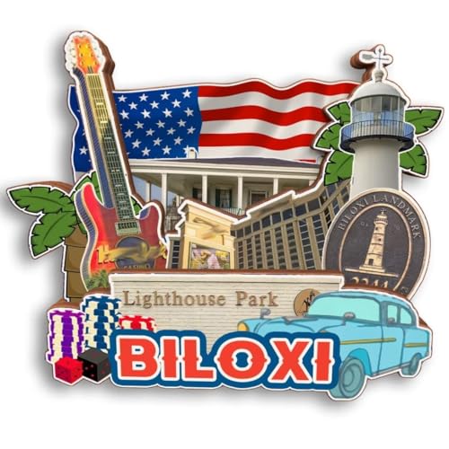 Imán 3D de madera para refrigerador Biloxi Mississippi USA miniatura 1