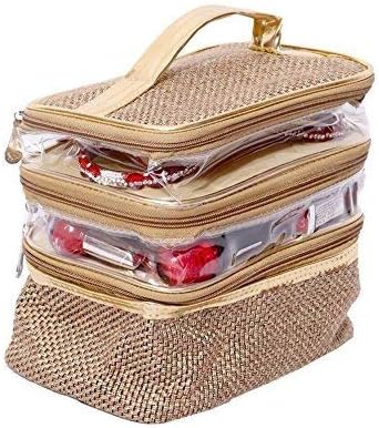 Kuber IndustriesJute Make Up, Jewellery Kit Bag (Jute Design), Golden