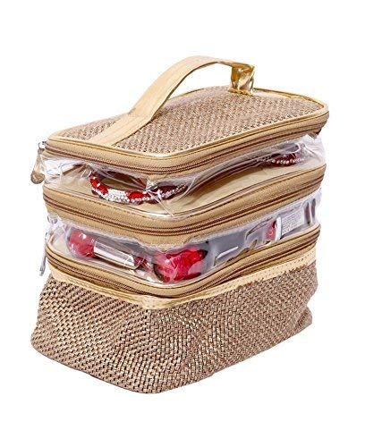 Kuber IndustriesJute Make Up, Jewellery Kit Bag (Jute Design), Golden