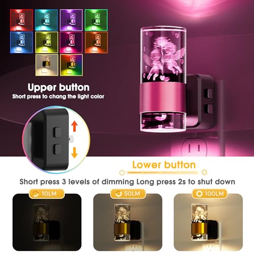 Image of L LOHAS LED Night Lights Plug into Wall, Dusk to Dawn Sensor Nightlight, 9 Colors Changing,Adjustable Brightness,Acrylic Decorative Night Lights for Bathroom,Wedding,Birthday Gift