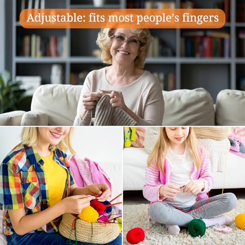 Image of HUISUYTON 9PCS Crochet Ring for Finger, Adjustable Crochet Tension Ring, Yarn Rings for Crocheting Knitting Gifts for Women