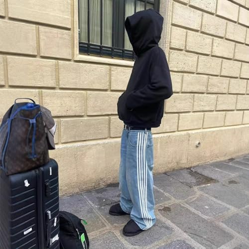 Baggy Jeans Men Vintage Striped Jeans Men Relaxed Fit Casual Streetwear for Skater Stripe Wide Leg Denim Pants Y2k2