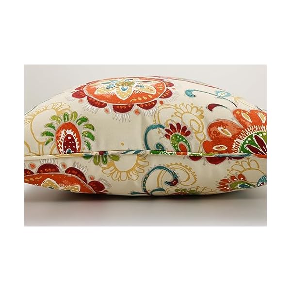 Pillow perfect bright floral indooroutdoor accent throw pillow plush fill weather and fade resistant lumbar 115 x 185 tan fanfare 2 count  urban country home decor