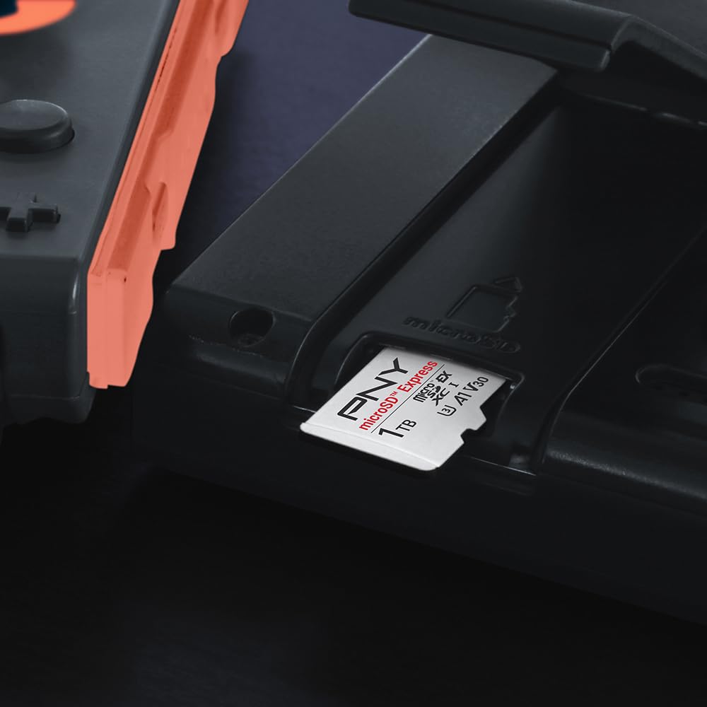 PNY Carte Mémoire microSD Express microSDXC UHS-I U3 V30 A1 1TB, jusqu'à 890/850 Mo/s en Lecture/Écriture, Compatible avec Nintendo Switch 2, PCIe Gen 3x1, Idéale pour Appareils microSD Express