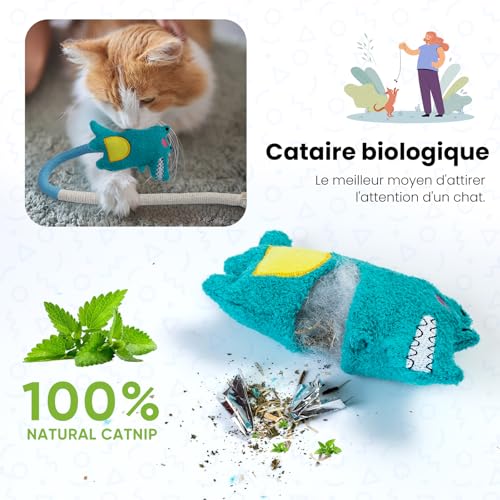 Jouets interactifs pour chat d'intérieur - Corde en sisal - Jouet en corde serpent avec peluche à mâcher - Jouet de nettoyage des dents pour chat (3 pièces) – Image 4