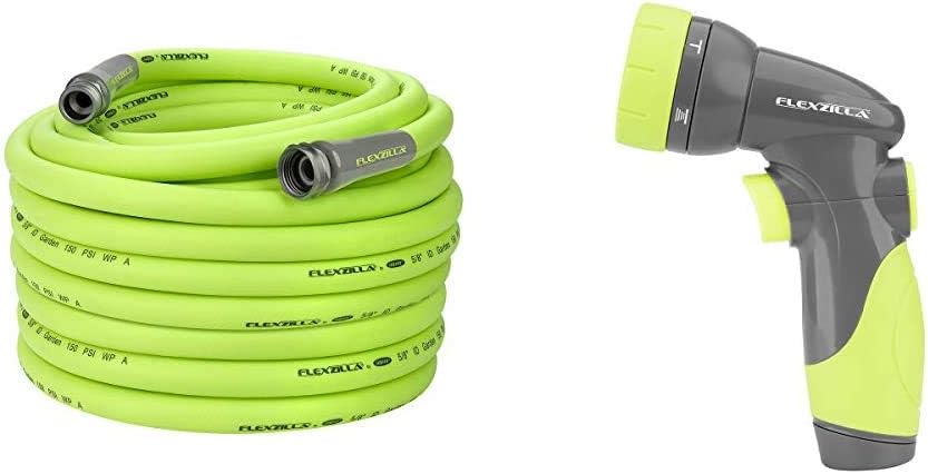 Flexzilla Garden Hose 5/8 in. x 100 ft Garden Hose Nozzle - 6-Pattern Adjustable