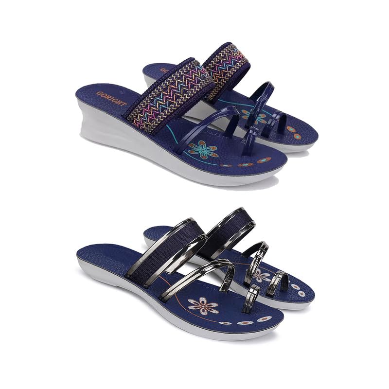 WINGSCRAFT -Women Stylish Flats Fashion Sandal for Party & Wedding/Casual Flat Sandals for Womens & Girls-Combo-1947-1945-7 Blue (B0CZHXNQHT) Amazon Price History, Amazon Price Tracker