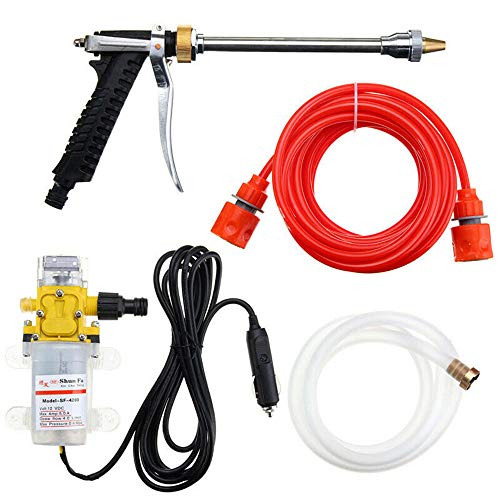 DIYARTS Car Washer Pump Set 12V Portable 70W High Pressure Electric Car Spray Gun Washing Kit for Auto Watering Pet Shower Window and Camping