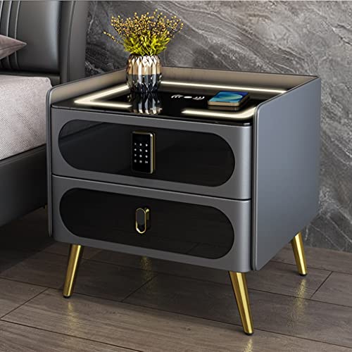 Table de chevet créative LED avec serrure à combinaison et chargeur induction - 3