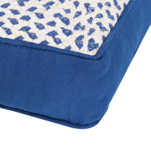 Image of Reversible 60x60x10 cm Blue Woven Quilted Floor Cushion with Cotton Filler for Seating, Patio Seat, Meditation, Yoga, Pooja, Guests, Living Room, Bedroom, Large Size 24x24x4 Inch