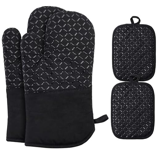 Ankway Juego de 4 manoplas para horno, guantes de cocina, guantes de cocina resistentes al calor y antideslizantes, algodón suave, guantes de cocina de silicona de grosor largo y flexible (agarraderas | Ya disponible en tu tienda friki favorita! En mundofriki.es!