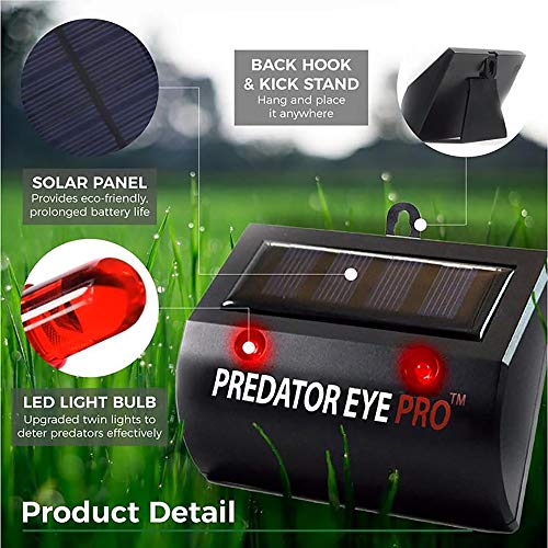 ASPECTEK Predator Eye PRO - Solar-Powered Predator Light with Kick Stand, 4600 Sq. Ft. Coverage for Night-Time Animal Control and Pest Repeller, 2 Pack