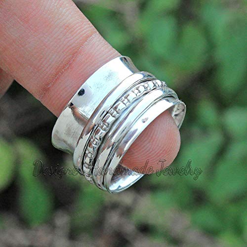 SILVER SPINNING RING, STERLING SILVER RING, MEDITATION RING,SILVER SPINNER BAND,ANXIETY RING,FIDGET RING, STATEMENT RING, SILVER JEWELRY