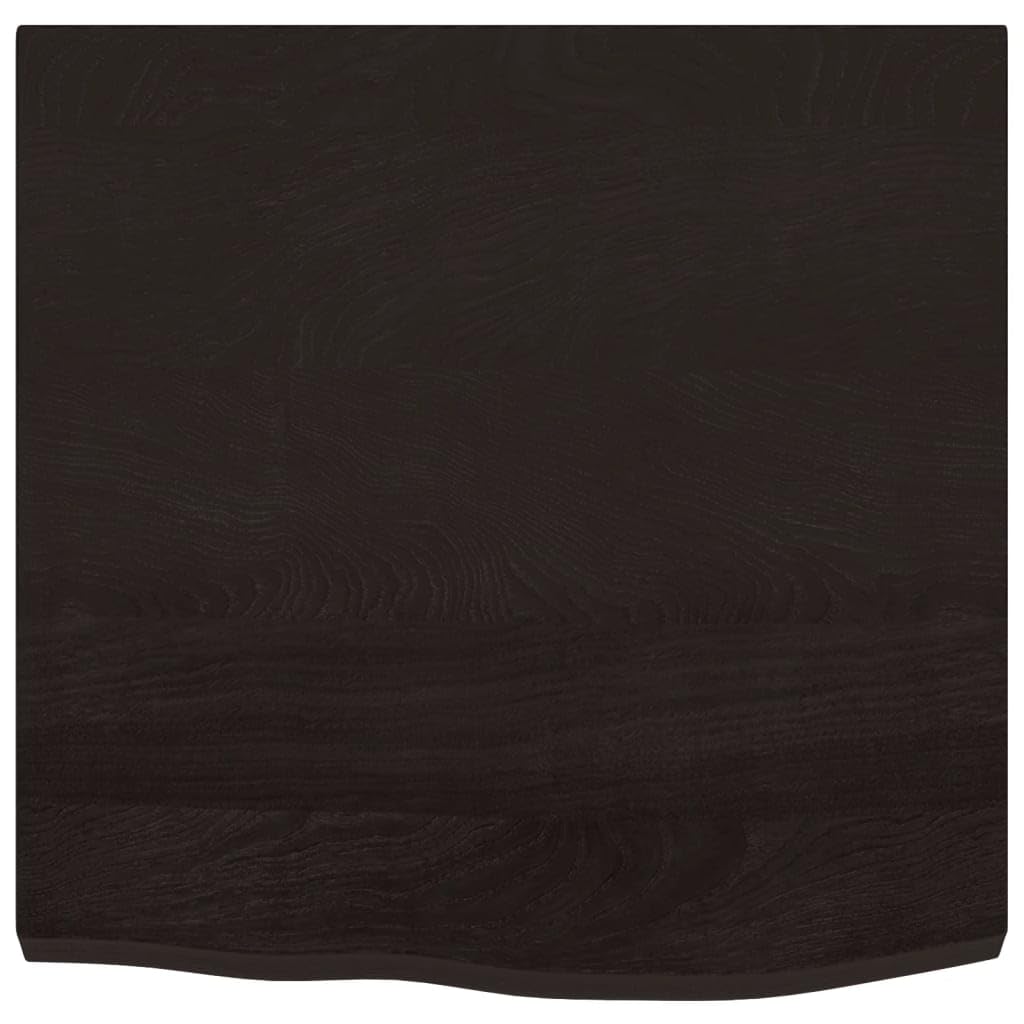 Plateau de table en chêne massif marron foncé 60 x 60 x (2 à 4) cm avec bord vivant et finition traitée, plateau de remplacement pour table à faire soi-même, solide et prêt à l'emploi pour la