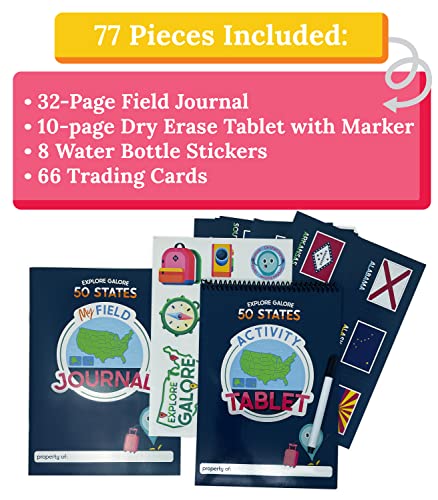 Carson Dellosa Explore Galore: 50 States Wipe Clean Activity Book, Dry Erase Workbook With Kids Travel Activities, Puzzles, I Spy Games, US Map, Stickers, Flash Cards, and Field Journal, Ages 7 and Up - Image 3