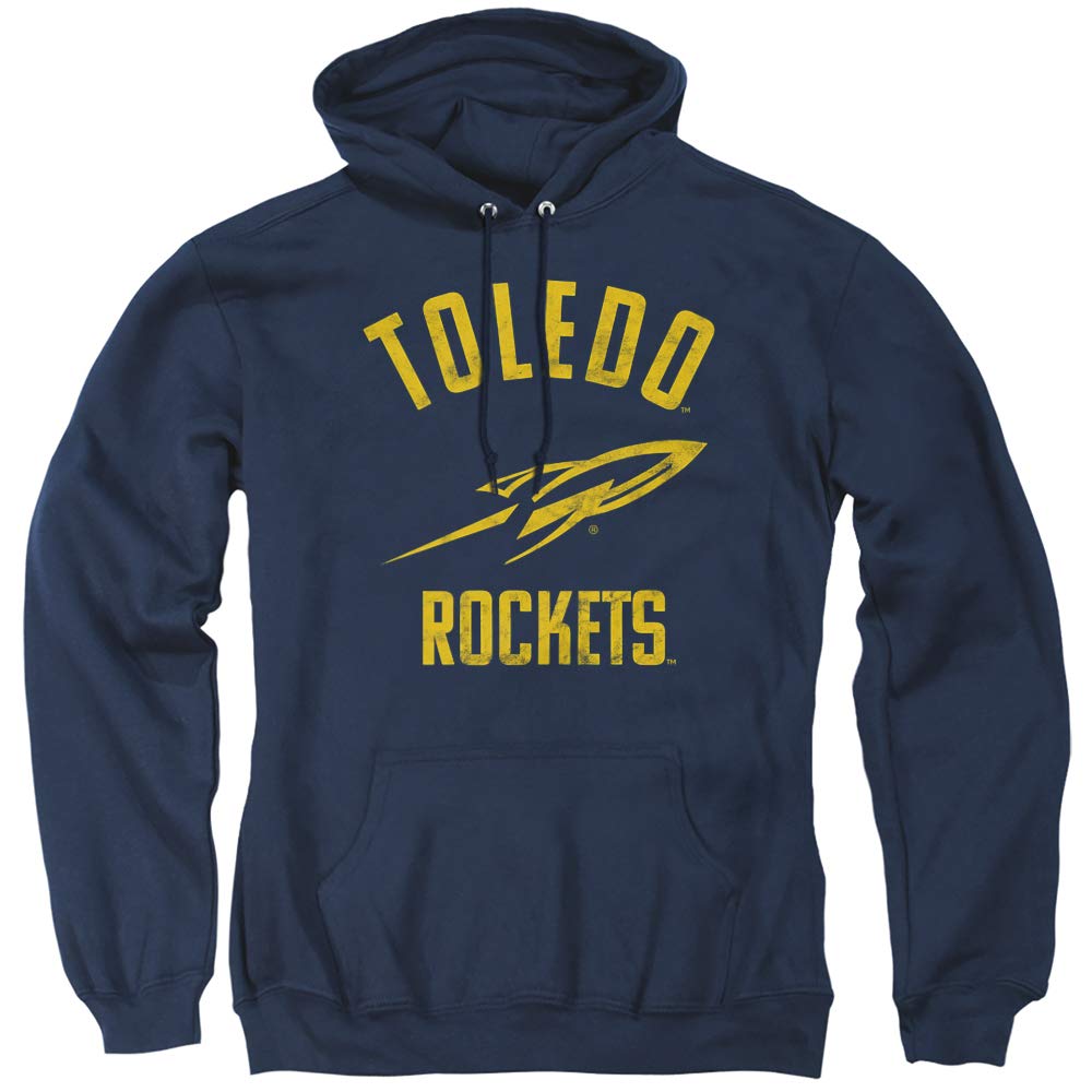 University of Toledo Official One Color Rockets Logo Unisex Adult Pull-Over Hoodie, Navy, X-Large