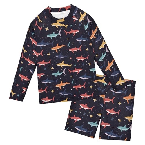 Cute Shark Toddlers and Baby Boys' Swimsuit Trunk and Rashguard Set B0404970