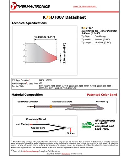 Image of Thermaltronics K75DT007 Desoldering Tip - Inner Diameter 2.40mm (0.095in)