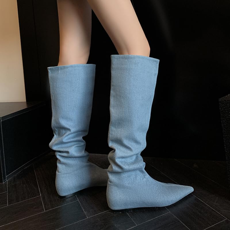 Beauty Cry Women Knee High Boots Flat Pointed toe Tall Boots3