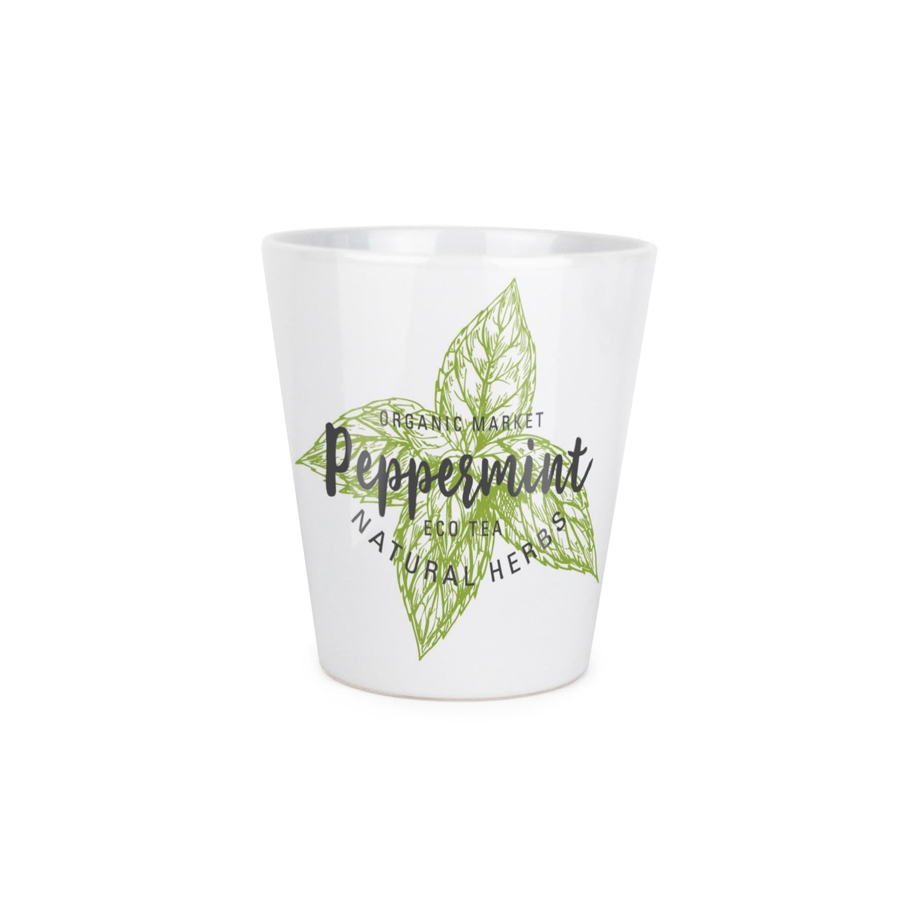 Purely Home Peppermint Herb Plant Pot, Cooking Ingredients Green Herbs Small Ceramic Indoor Plant Pot with Drainage Hole