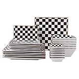 Porlien Checker Pattern 24-piece Square Dinnerware Set for 6 with Side Dishes