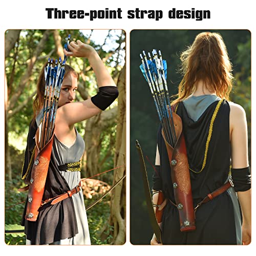 Kainokai Pure Cowhide Arrow Quiver,Retro Hunting Quivers With Magnetic Attraction,Riding Quiver For Horse Bow Recurve Bow And Longbow(Elf Archer) #TOP5