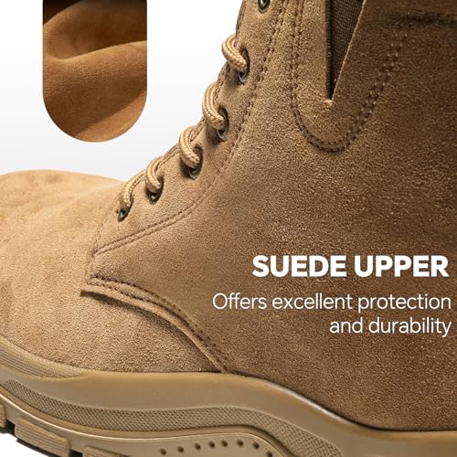 Image of Furuian Genuine Suede Work Boots for Men Women Lightweight Comfortable Steel Toe Boots Pull on Slip Resistant Puncture Proof Breathable Safety Construction Shoes for men