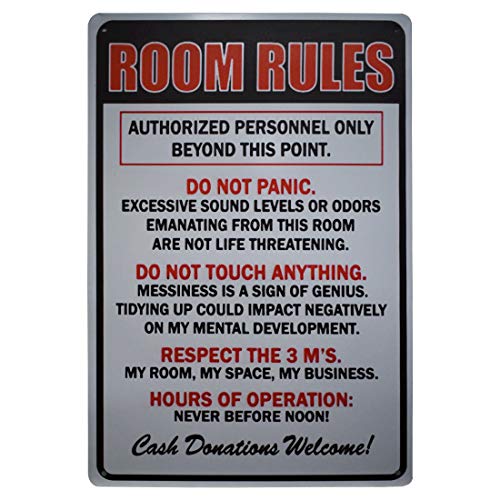 Image of Zesta Bathroom Decor Items Washroom Decor Tin Sign | Aesthetic Posters Wall Poster for Bedroom | Magnetic Cafe Decoration Items / Restaurant Decorations Items | Quirky Home Decor Bar Accent - Room Rules