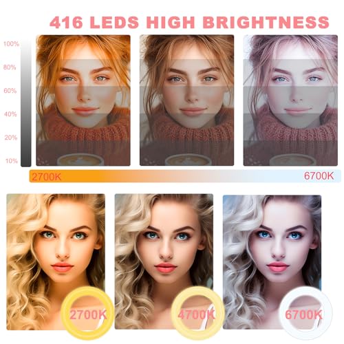 Image of Ring Light 18 inch with Stand, 55w 6700K LED Light,63 inch Tripod,Multi-Angle Adjustable Phone Stand, for iPhone and Android Phones, CRI95, Suitable for YouTube, TikTok, Selfies (Pink, 18 inch)