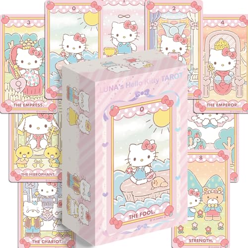 【公式ライセンス】ルナズ ハローキティ タロット Hello Kitty Tarot 【カラー 初心者向け 日本語 ガイドブック付】78枚セット 可愛い タロットカード ウェイト版 準拠のサムネイル