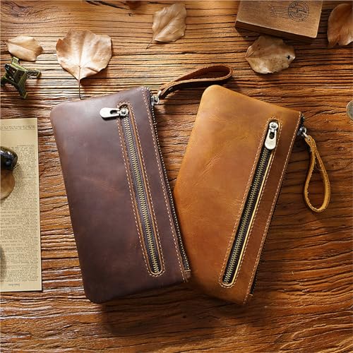 Retro Zipper Portable Simple Clutch Storage Bag Large Capacity Wallet(Green)4