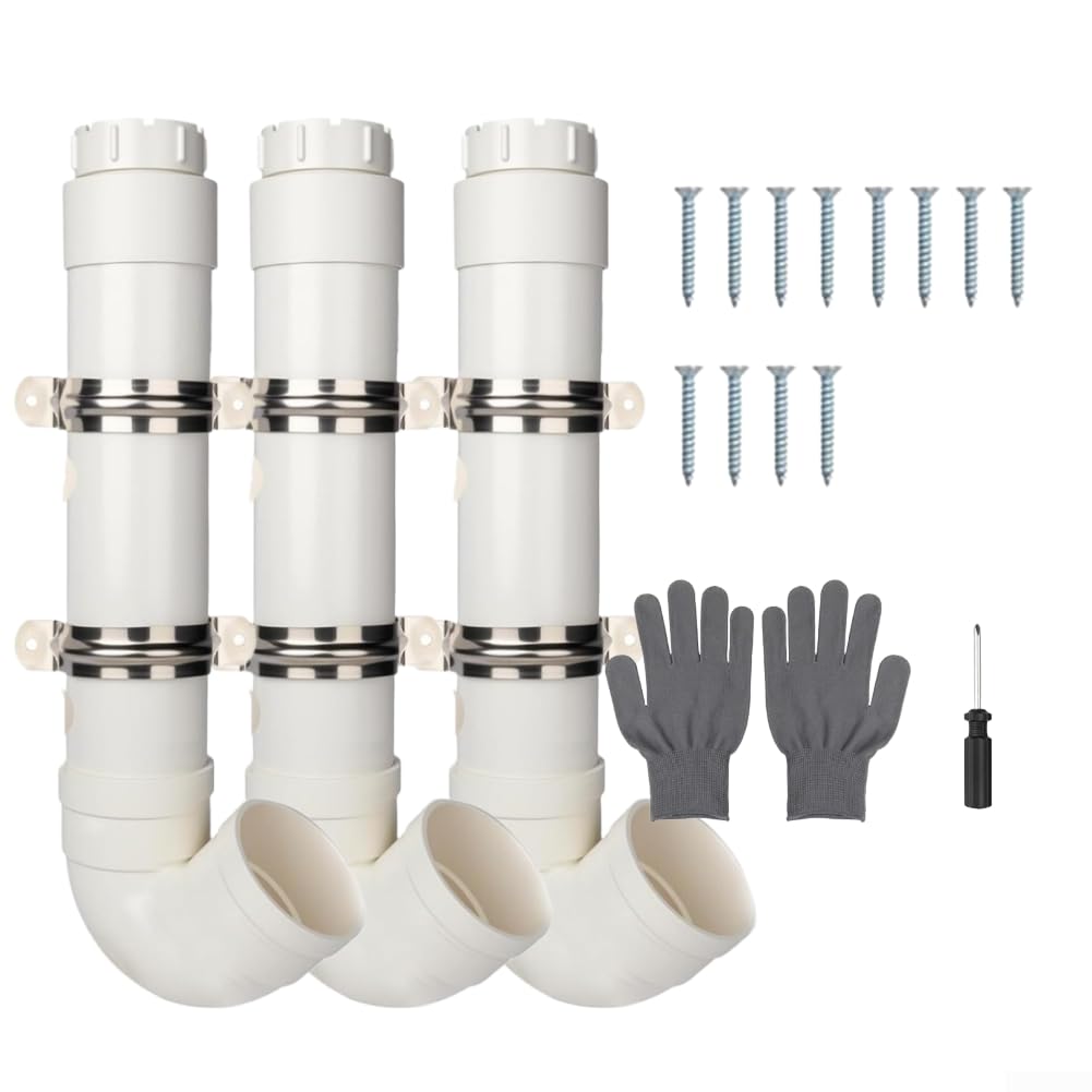 Comedero automático de plagas para pollos, kit de tubos de plástico antiderrames, diseño para gallinas, patos, gansos, tubo de 49 cm (3 juegos)