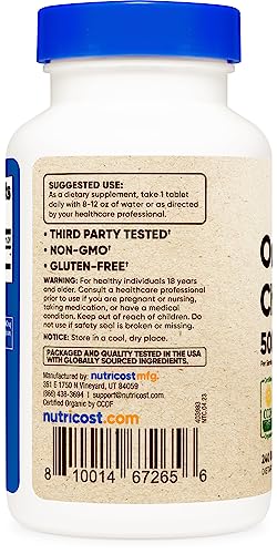 Nutricost Organic Chlorella 500Mg, 240 Tablets - Gluten Free, Non-Gmo #TOP3