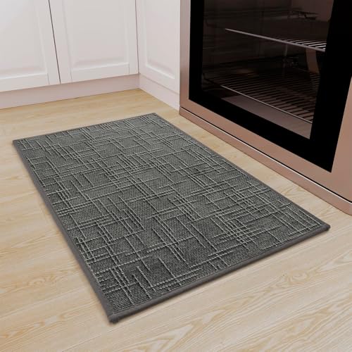 QINTOK Tapis Cuisine Devant Evier 50x80cm, Tapis de Couloir en Tissu Jacquard, Caoutchouc Soutenu Tapis de Cuisine Runner, Absorbent Tapis de Sol pour Devant...