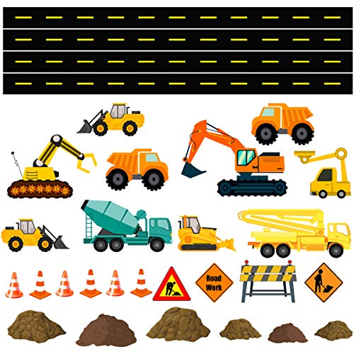 VWAQ Construction Wall Decals Boys Room Heavy Machinery Vehicle Stickers Peel and Stick - 30 PCS - PAS41