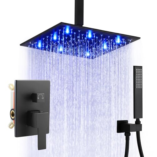 SKOWLL Shower Faucets Sets Complete Ceiling Mount 12 Inch