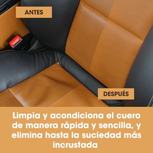 Kit completo de cuidado del cuero Furniture Clinic – Limpiador de cuero y Crema protectora del cuero para sofás y asientos de coche – 500 ml de Ultra Clean,500 ml de acondicionador de cuero y esponjas - imagen 8