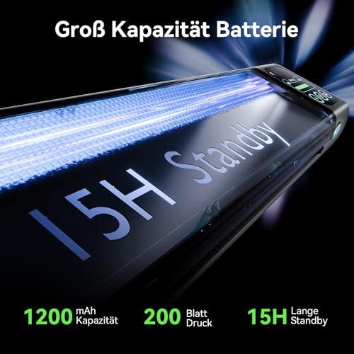 Phomemo M08D Touchscreen Mobiler Drucker, Bluetooth Thermodrucker A4, Rechnungen, Reisedrucker, Mini Tragbarer Drucker Kompatibel mit Phone, Monochromer Nur Thermopapie(M08F Upgrade)