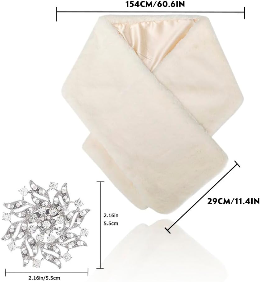 Yalice Women's Wedding Faux Fur Shawl and Wrap Bridal Fur Stole Fur Scarf for Bride and Bridesmaids - Image 2