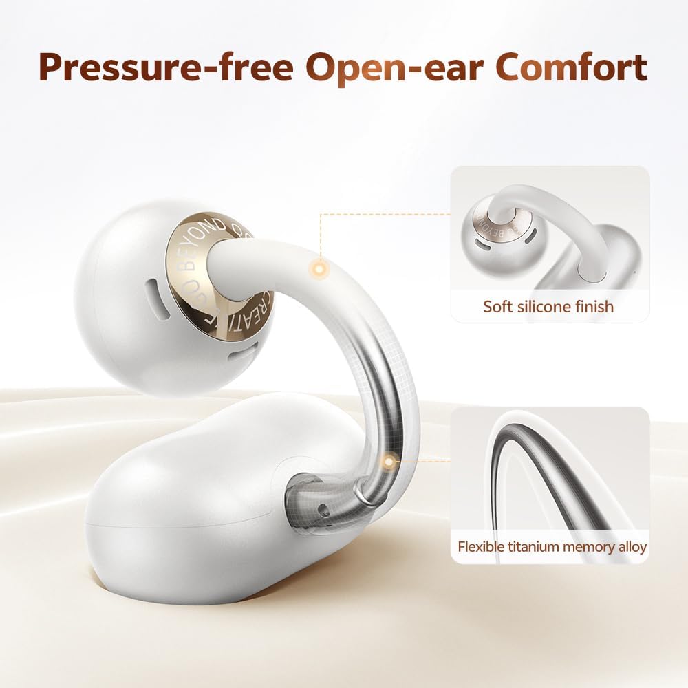 QCY Crossky C50 Clip On Earbuds Open Ear Wireless Bluetooth 6.0 Headphones with 4 Mic, 35H Playtime Ear Cuff Earbuds Comfortable for Running/Fintness, IPX5 Waterproof, Ultra Lightweight - Image 2