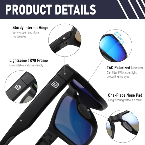 DUCO Polarized Sunglasses for Men and Women Retro Square UV400 Protection Lightweight Frame Driving Sun Glasses DC62884
