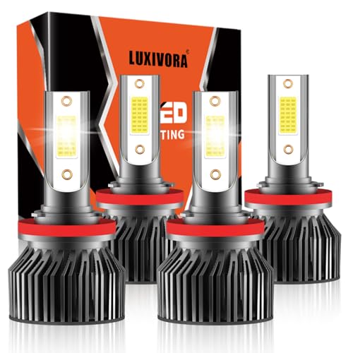 LUXIVORA Compatible For Nissan Altima 2007-2018 Bulbs,H8 H9 High Low Beam Bulbs Combo,6500K 40000LM 600% Brightness,Plug and Play,Pack of 4
