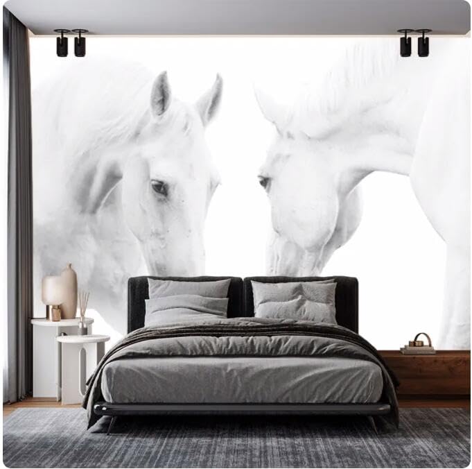 Painted White Horse Simple Wall Mural 3D Effect voor muurschilderingen in de woonkamer en slaapkamer behang Vliesstof Woonkamer fotobehang