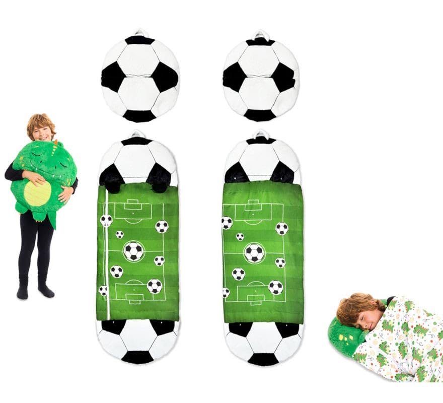 Partilandia Saco de dormir com almofada futebol de 135 cm (tamanho único)