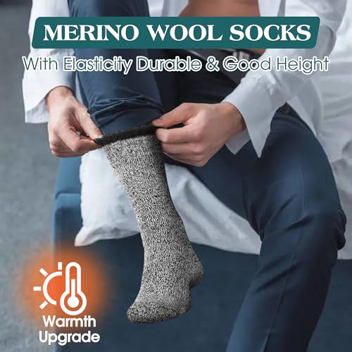 5 Pack Merino Wool Socks - Men's Winter Warm Thermal Hiking Socks for Camping and Cozy Wear4